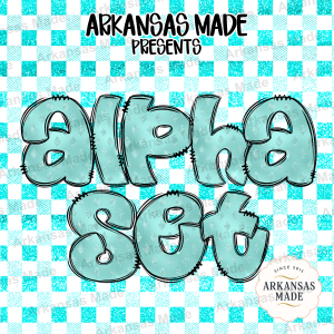 Turquoise Glitter Bubble Letters Digital Alpha Set PNG Clipart, Teal Stitch Outline Font, Sublimation Alphabet Download