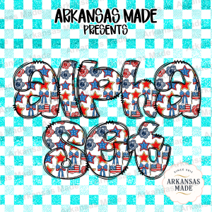 Patriotic Alpha Set PNG, USA Letters Sublimation, 4th of July Alphabet Digital Download, Red White Blue Stars and Stripes Gingham Font Pack