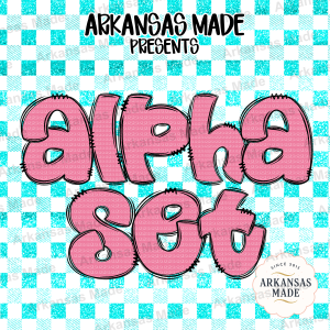 Vibrant Pink Teal Digital Alpha Set, Faux Glitter Alphabet Clipart, Bubbly Doodle Letters PNG, Preppy Style Craft Font Download