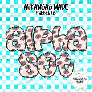 Southwest Alpha Set Digital, Aztec Letters PNG, Boho Alphabet Bundle, Teal Pink Glitter Font, Western Sublimation Designs, Country Style