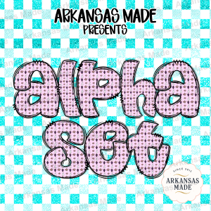 Easter Alpha Set Digital Download, Cute Bunny Rose Cross Letters, Teal Glitter Gingham Font PNG for Sublimation & Crafting