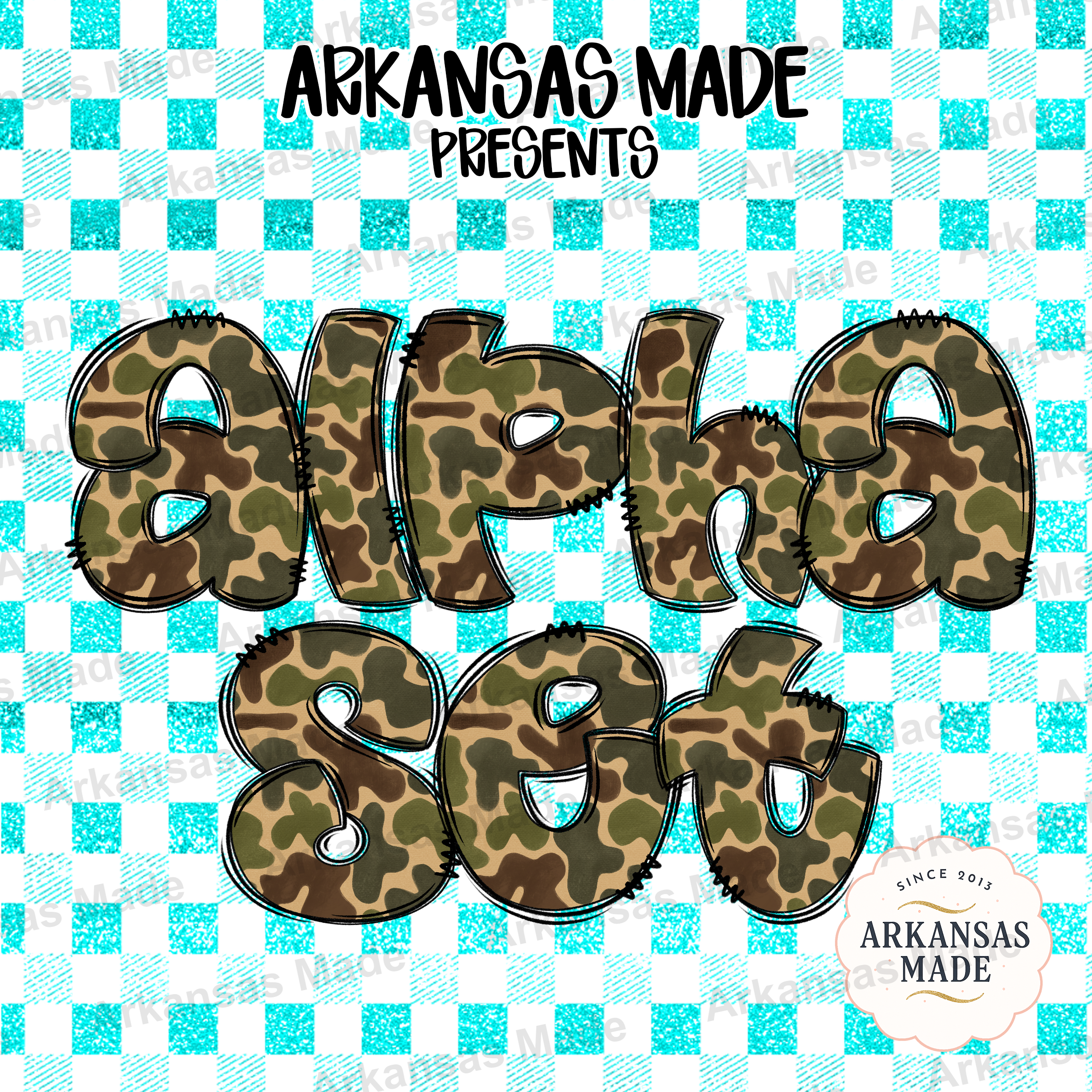 Camouflage Digital Alpha Set PNG, Hunter Camo Alphabet Letters, Distressed Bubbly Font for DIY Sublimation & Crafts