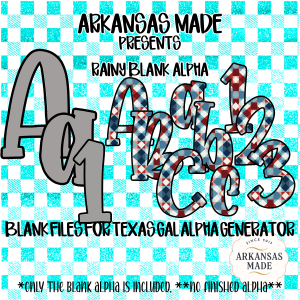 Blank Alpha PNG Digital Download for Texas Gal Alpha Generator. DIY Crafting Alphabet Numbers & Patriotic Americana Plaid Design Files
