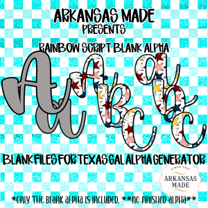 Digital Download Blank Alpha PNG for Texas Gal Alpha Generator, Script Letters DIY Sublimation Font File