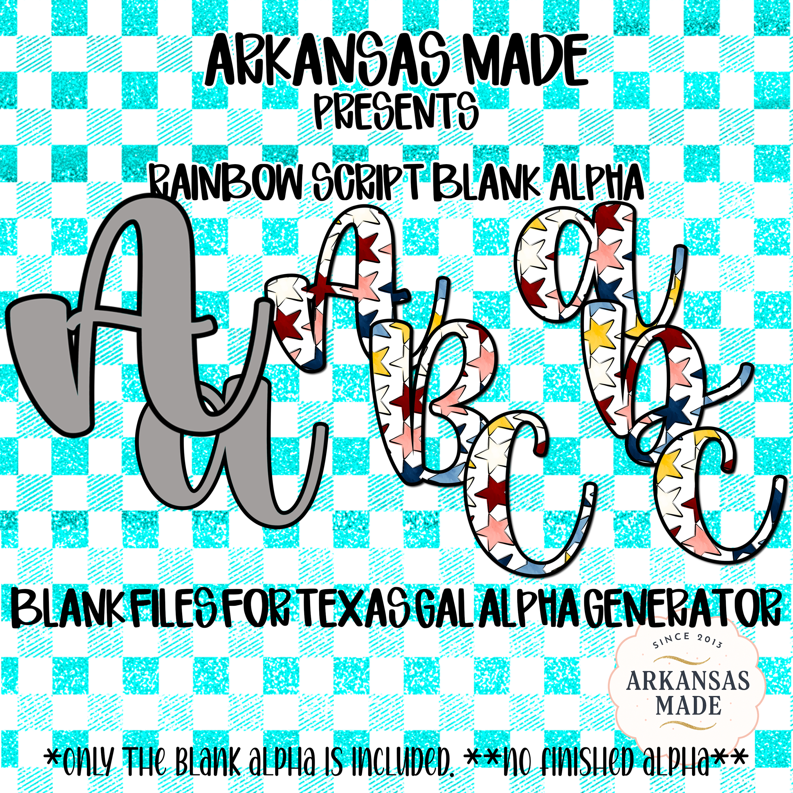 Digital Download Blank Alpha PNG for Texas Gal Alpha Generator, Script Letters DIY Sublimation Font File