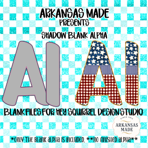 Shadow Blank Alpha PNGs for Hey Squirrel Design Studio, Patriotic Alpha Set, Digital Download, DIY Letter Design