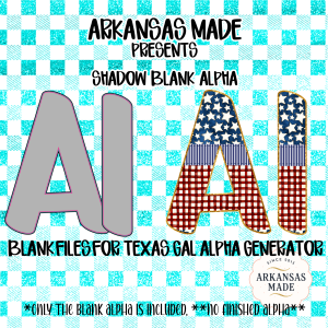 Shadow Blank Alpha PNGs for Texas Gal Alpha Generator | Custom Letter Craft Files | DIY Sublimation Blanks