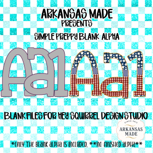 Simple Preppy Blank Alpha PNGs for Hey Squirrel Design Studio | Digital Download Font Letters Numbers | Crafting Sublimation Design Files