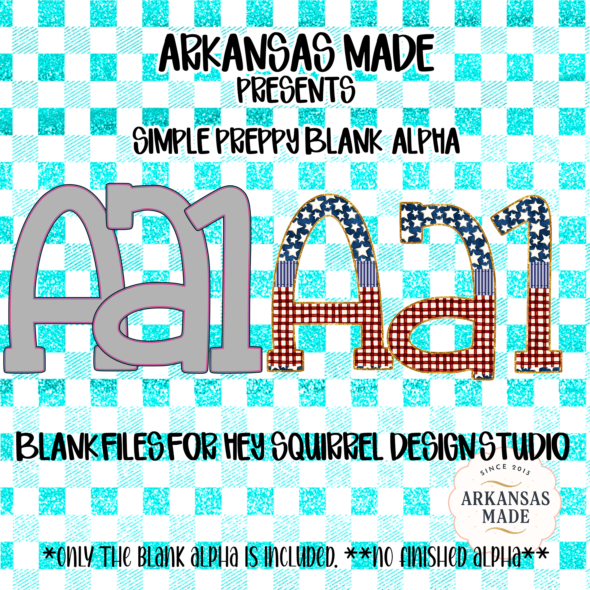 Simple Preppy Blank Alpha PNGs for Hey Squirrel Design Studio | Digital Download Font Letters Numbers | Crafting Sublimation Design Files