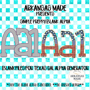 Simple Preppy Blank Alpha PNGs for Texas Gal Alpha Generator, Digital Download Blank Letters, DIY Custom Alphabet Clipart