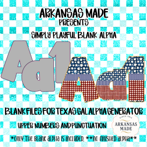 Simply Playful Blank Alpha PNGs for Texas Gal Alpha Generator, Upper Numbers & Punctuation Digital Files, Custom Crafting Supply