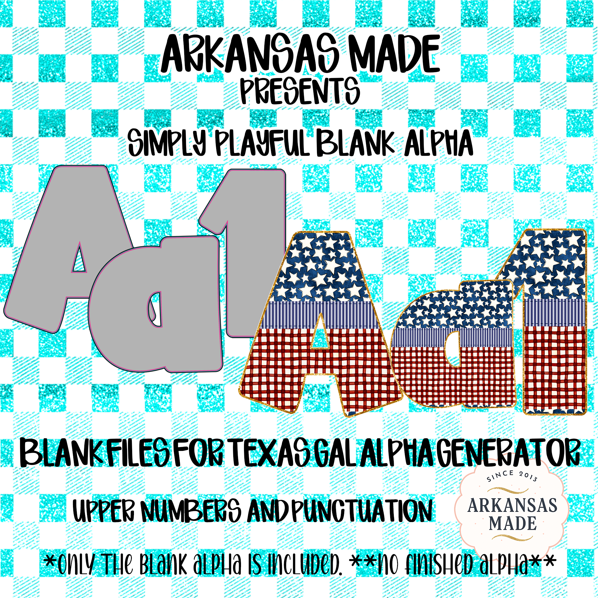 Simply Playful Blank Alpha PNGs for Texas Gal Alpha Generator, Upper Numbers & Punctuation Digital Files, Custom Crafting Supply