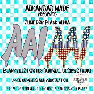 Slime Drip Blank Alpha PNGs for Hey Squirrel Design Studio, Patriotic Americana 4th of July Glitter Dripping Digital Alphabet & Numbers