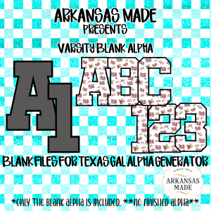 Varsity Blank Alpha PNG Digital Download for Texas Gal Alpha Generator – Custom Digital Letter & Number Files