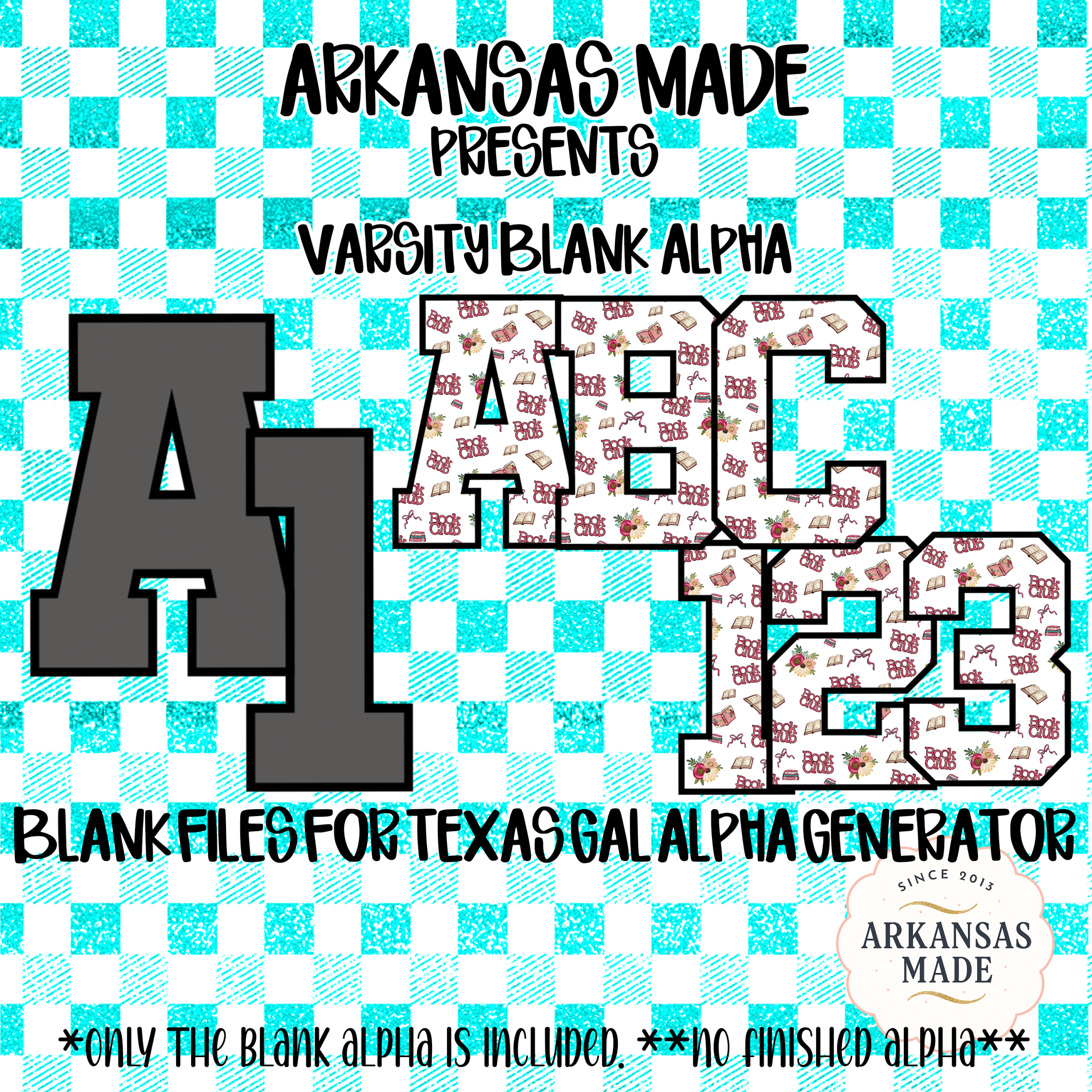 Varsity Blank Alpha PNG Digital Download for Texas Gal Alpha Generator – Custom Digital Letter & Number Files