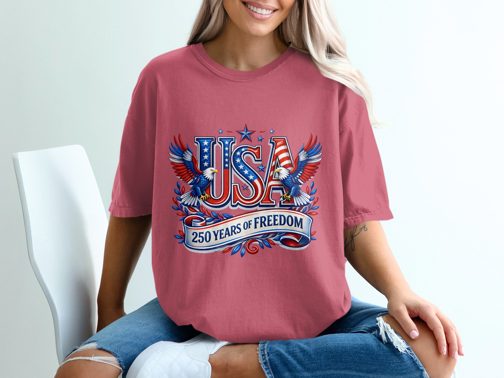 Patriotic USA 250 Years of Freedom T-Shirt | American Eagle Fourth of July Tee | US History Shirt Gift - Image 15