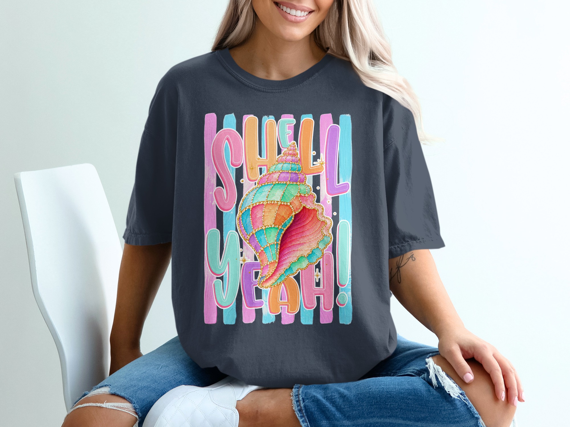 Comfort Colors ® Shell Yeah T-Shirt, Vibrant Seashell Beach Tee, Summer Vacation Coastal Shirt, Preppy Beachy Gift for Her, Fun Ocean Pun - Image 12