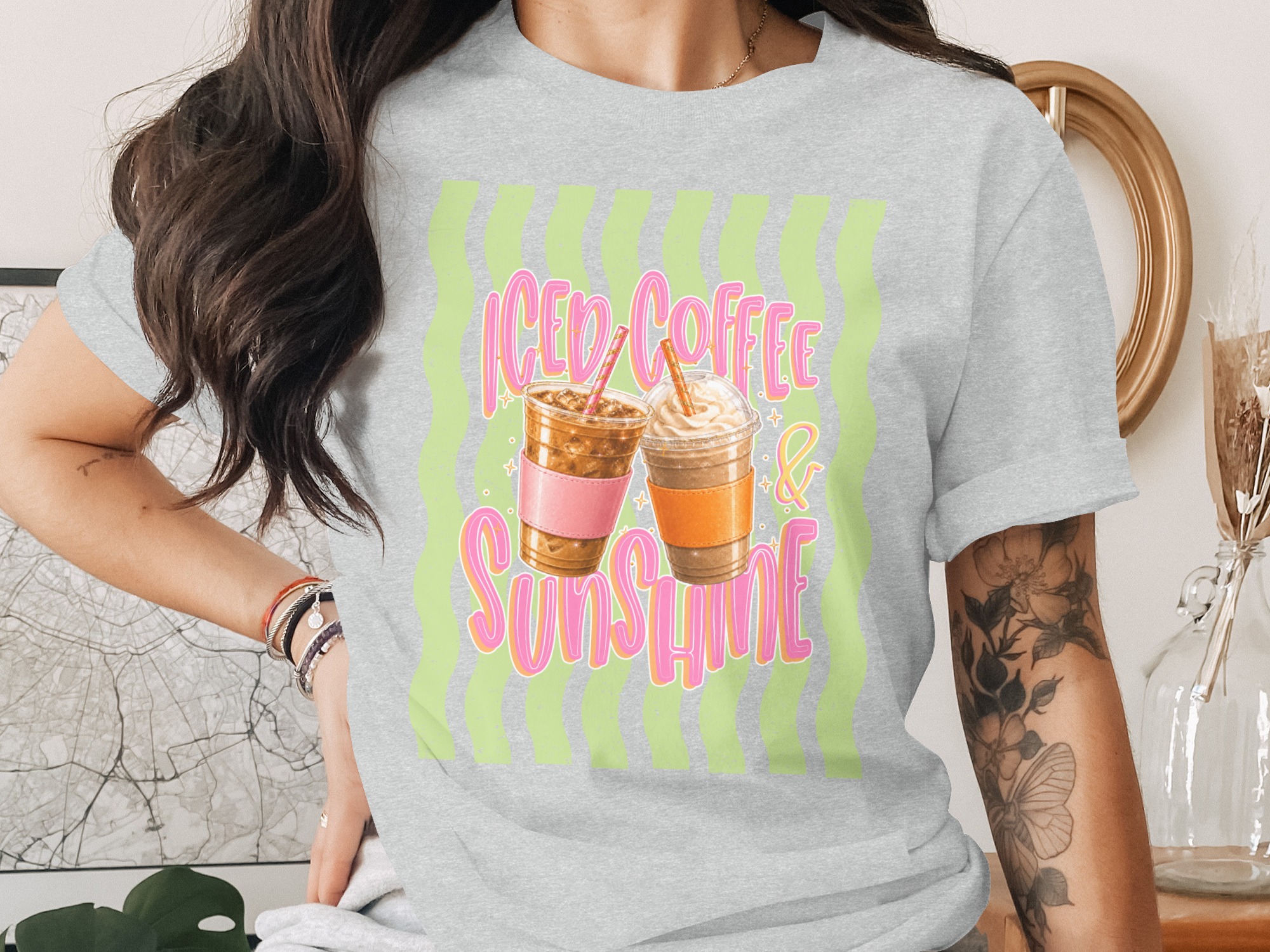 Comfort Colors® Iced Coffee Sunshine T-Shirt, Coffee Lover Tee, Summer Vibes Shirt, Cute Graphic Tee for Her, Positive Aesthetic Top - Image 2