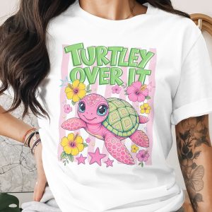 Turtley Over It Comfort Colors ® T-Shirt, Cute Sea Turtle Graphic Tee, Tropical Hibiscus Flower, Funny Beach Vacation Summer Shirt, Gift for
