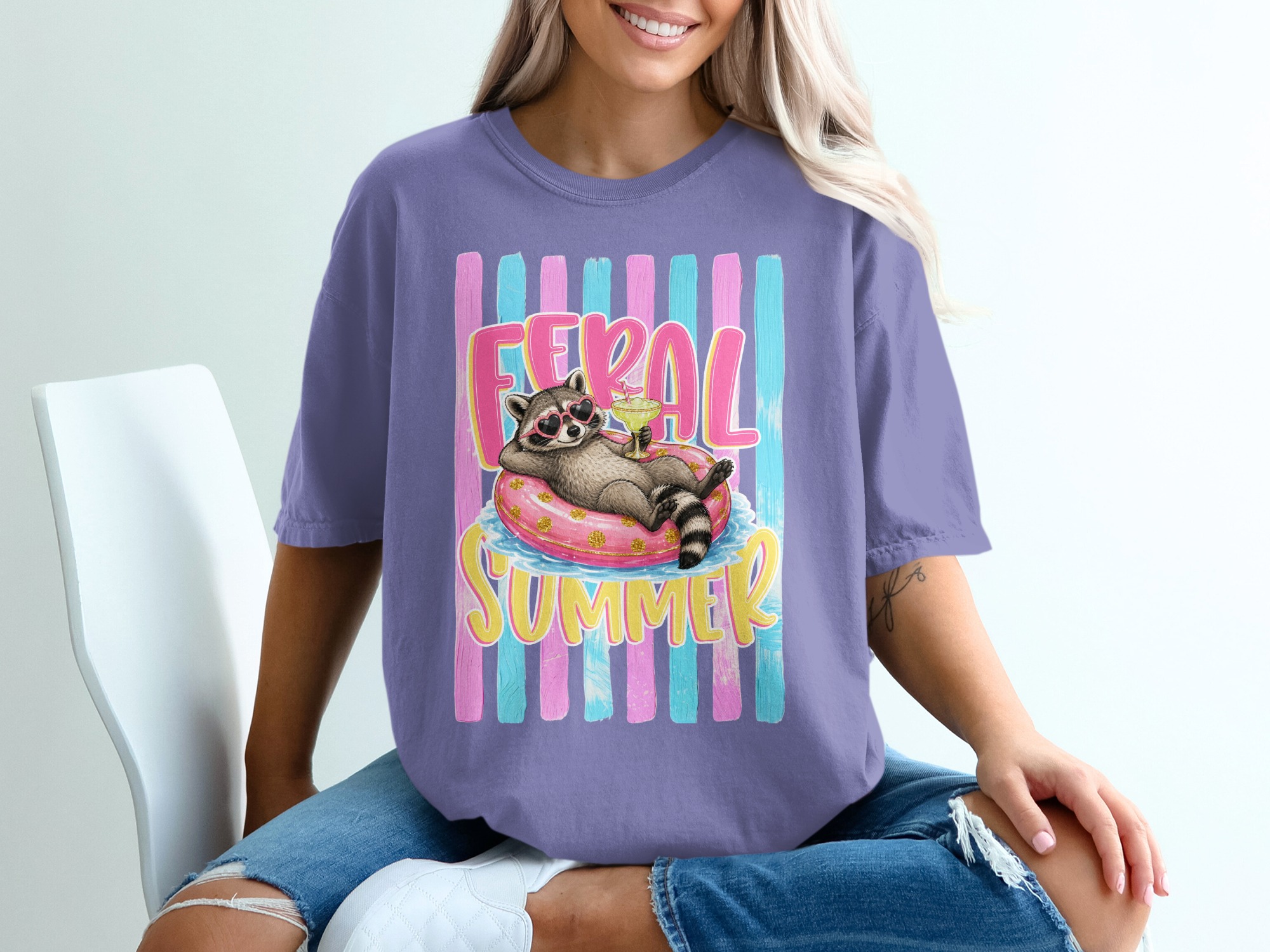 Comfort Colors ® Feral Summer Raccoon T-Shirt, Funny Margarita Raccoon Tee, Summer Vacation Animal Lover Gift, Quirky Beachy Shirt for Her - Image 13