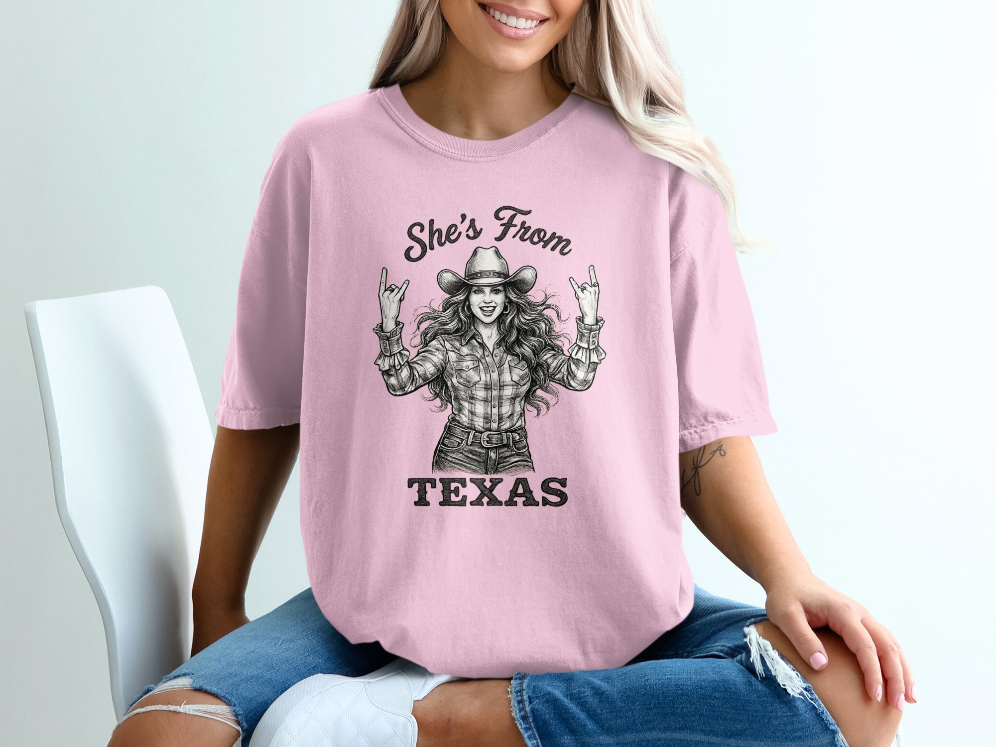 Texas Girl T-Shirt | She's From Texas Rock & Roll Cowgirl Tee | Southern Pride Western Graphic T-Shirt for Women | Texas Gift - Image 17