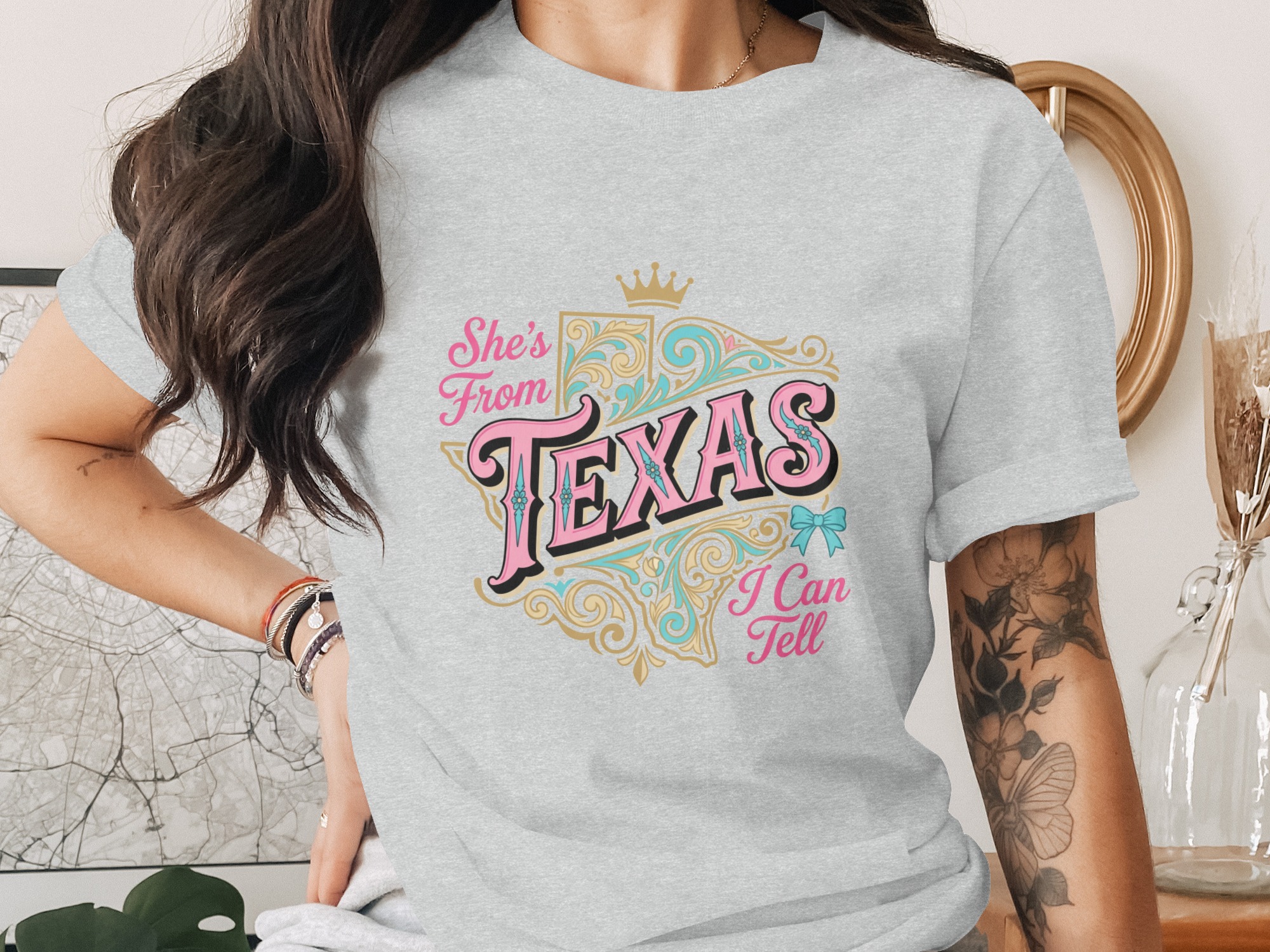 Texas T-Shirt She's From Texas I Can Tell Tee, Southern Belle Texas Shirt, Cute Western Style Texas Girl Gift, State Pride Top, Texas Crown - Image 2