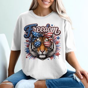 Patriotic Tiger T-Shirt, Comfort Colors ®, Freedom American Flag Tee, 4th of July Outfit, Americana Summer Gift, Stars and Stripes Shirt