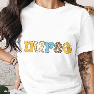 Nurse PNG Digital Download Sunflower Leopard Glitter Letters | Cute RN LPN Graduate Appreciation Gift Sublimation Design