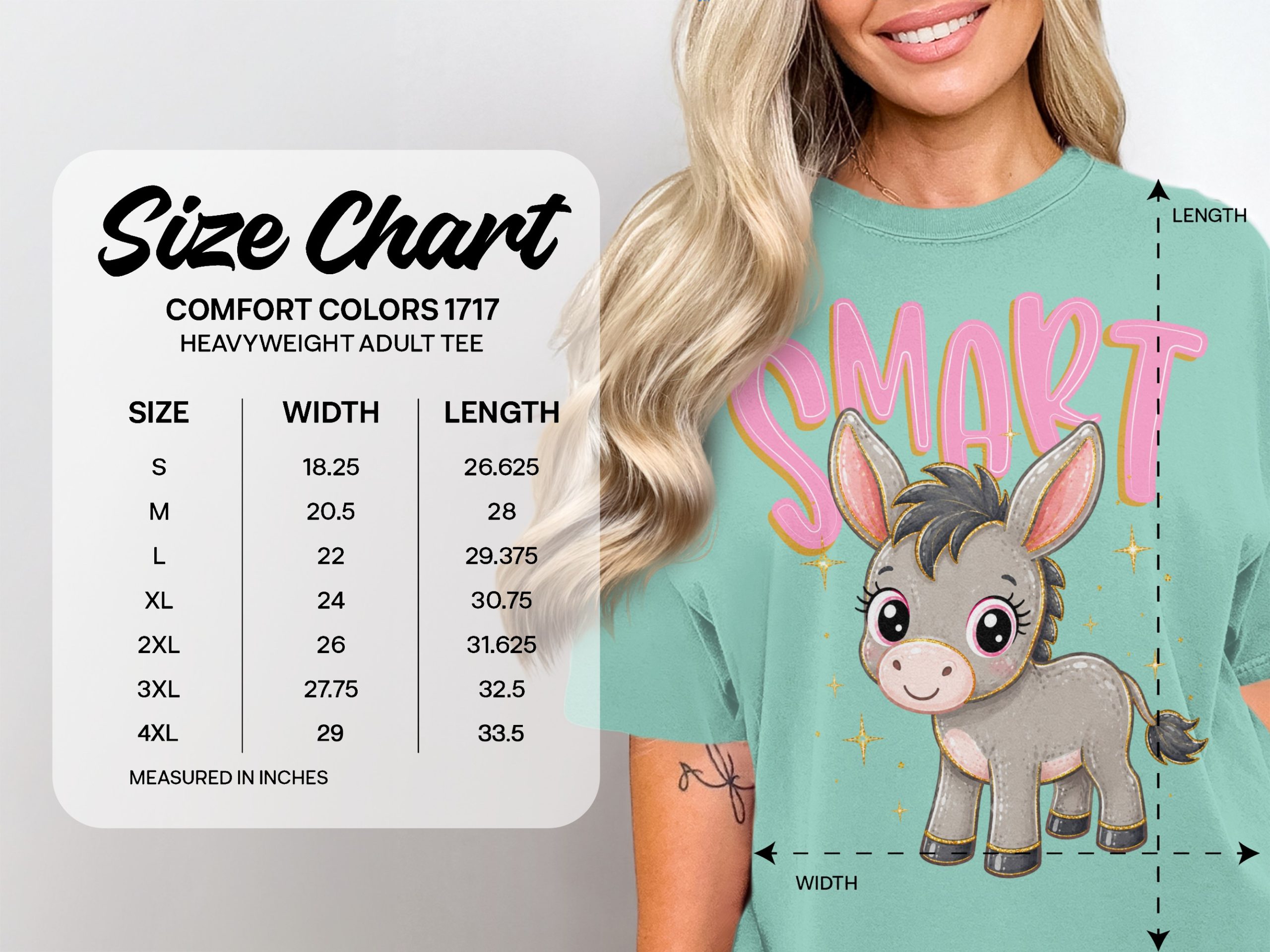 Smart Donkey T-Shirt, Cute Kawaii Kids Tee, Faux Gold Glitter Animal Lover Gift, Positive Back To School Shirt for Girls & Students - Image 4