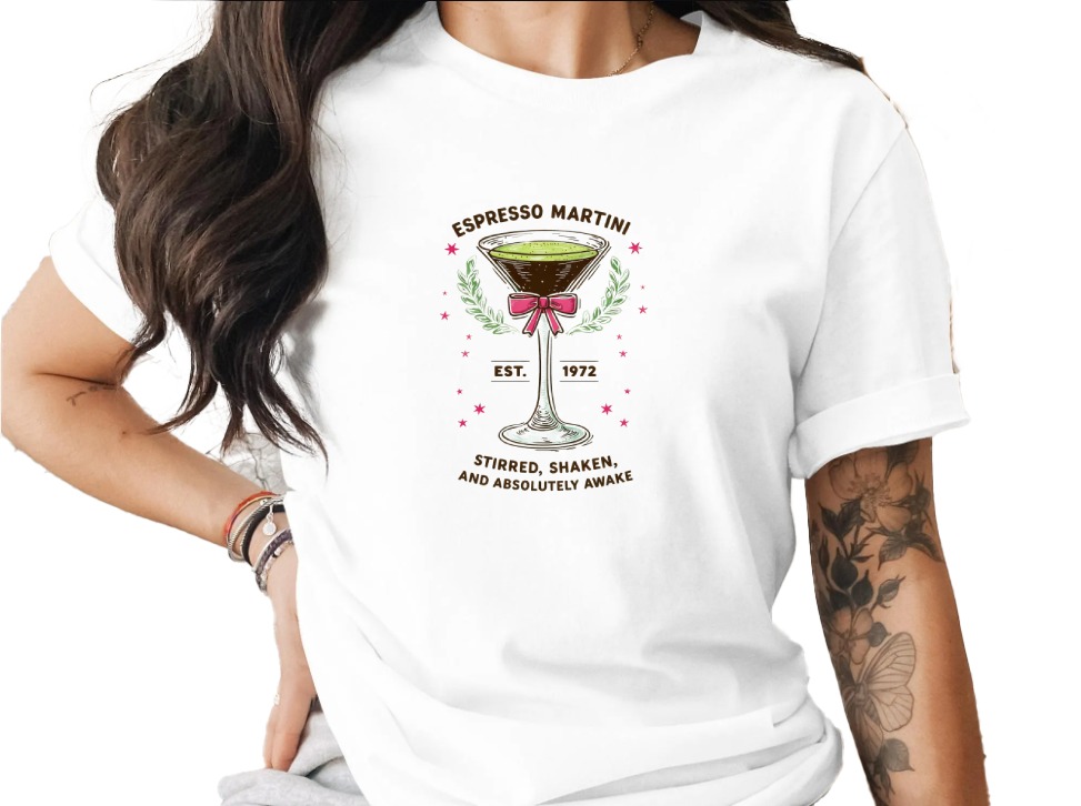 Comfort Colors® Espresso Martini T-Shirt, Retro Cocktail Lover Tee, Est 1972 Drink Shirt, Stirred Shaken Absolutely Awake Coffee Martini
