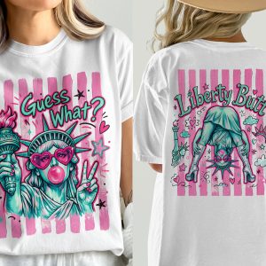 Pop Art Lady Liberty T-Shirt, Comfort Colors ® Guess What Graphic Tee, Y2K Vibe Peace Sign Bubblegum Statue of Liberty Streetwear Top