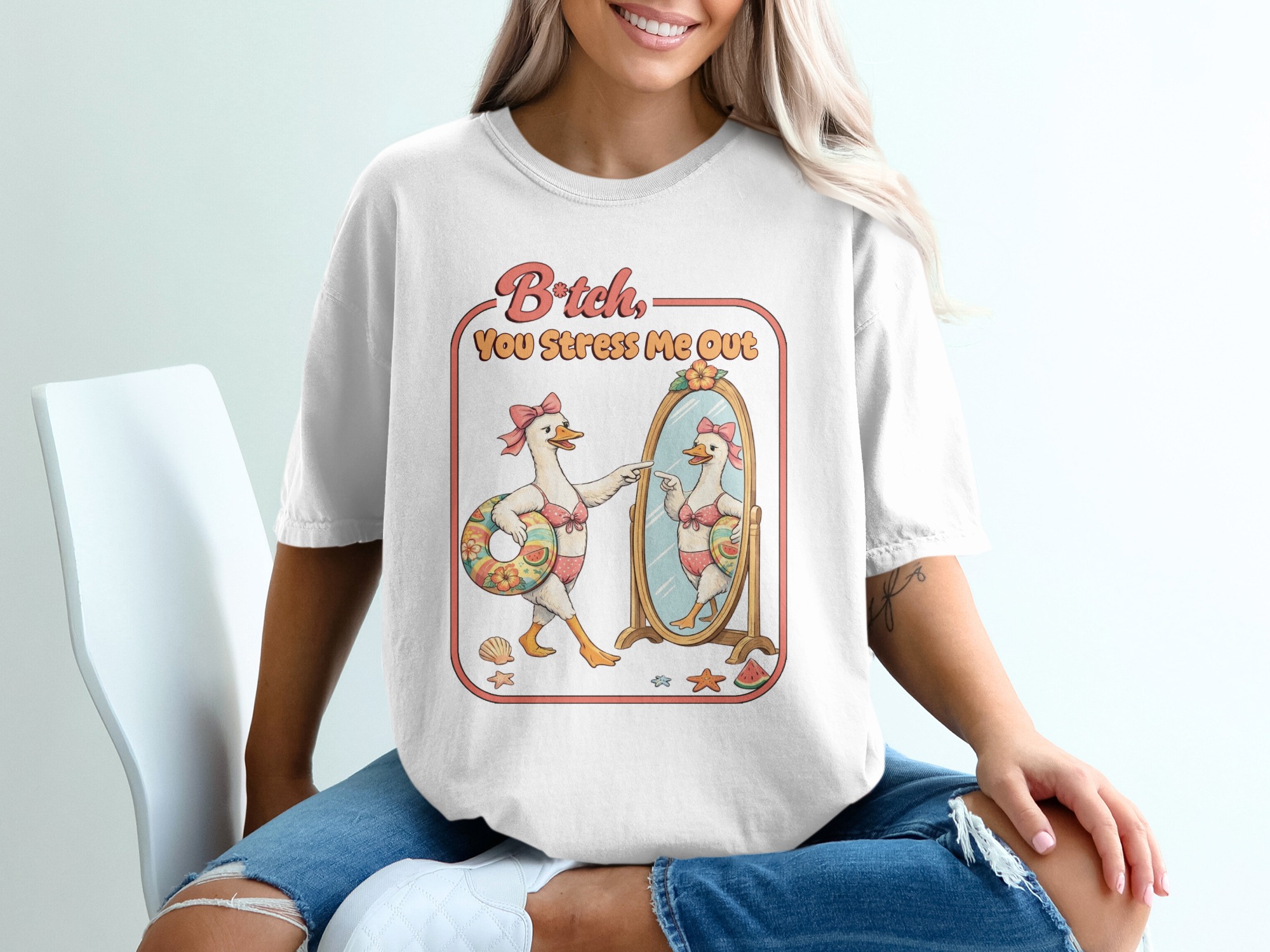 Funny Goose Stress Me Out T-Shirt, Comfort Colors ® Sarcastic Summer Tee, Retro Vibe Humorous Gift, Beach Vacation Top, Meme Shirt for Her