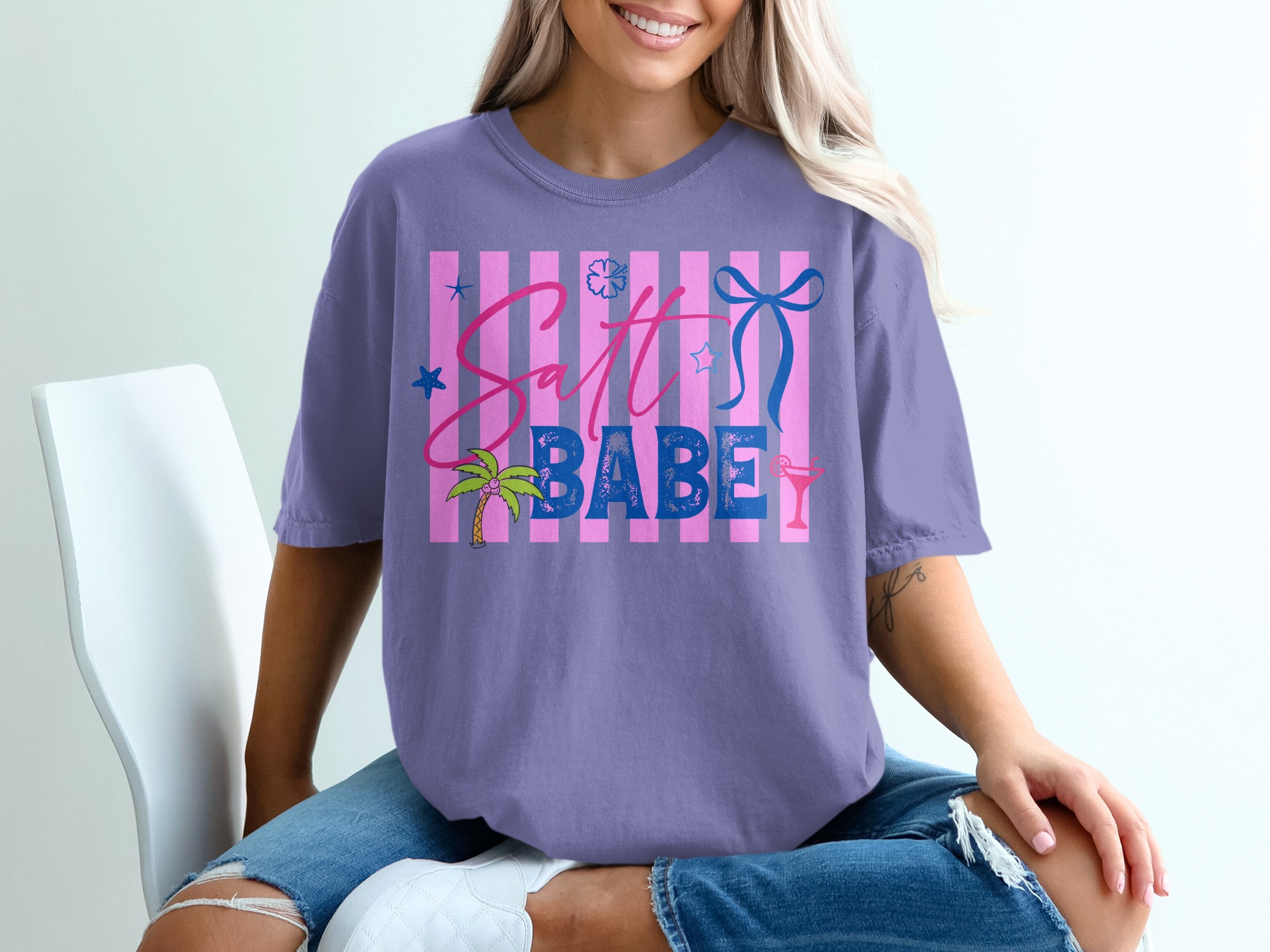 Salt Babe T-Shirt, Beach Lover Gift, Trendy Summer Vacation Tee, Coastal Cowgirl Vibe, Tropical Resort Wear Shirt for Her - Image 13