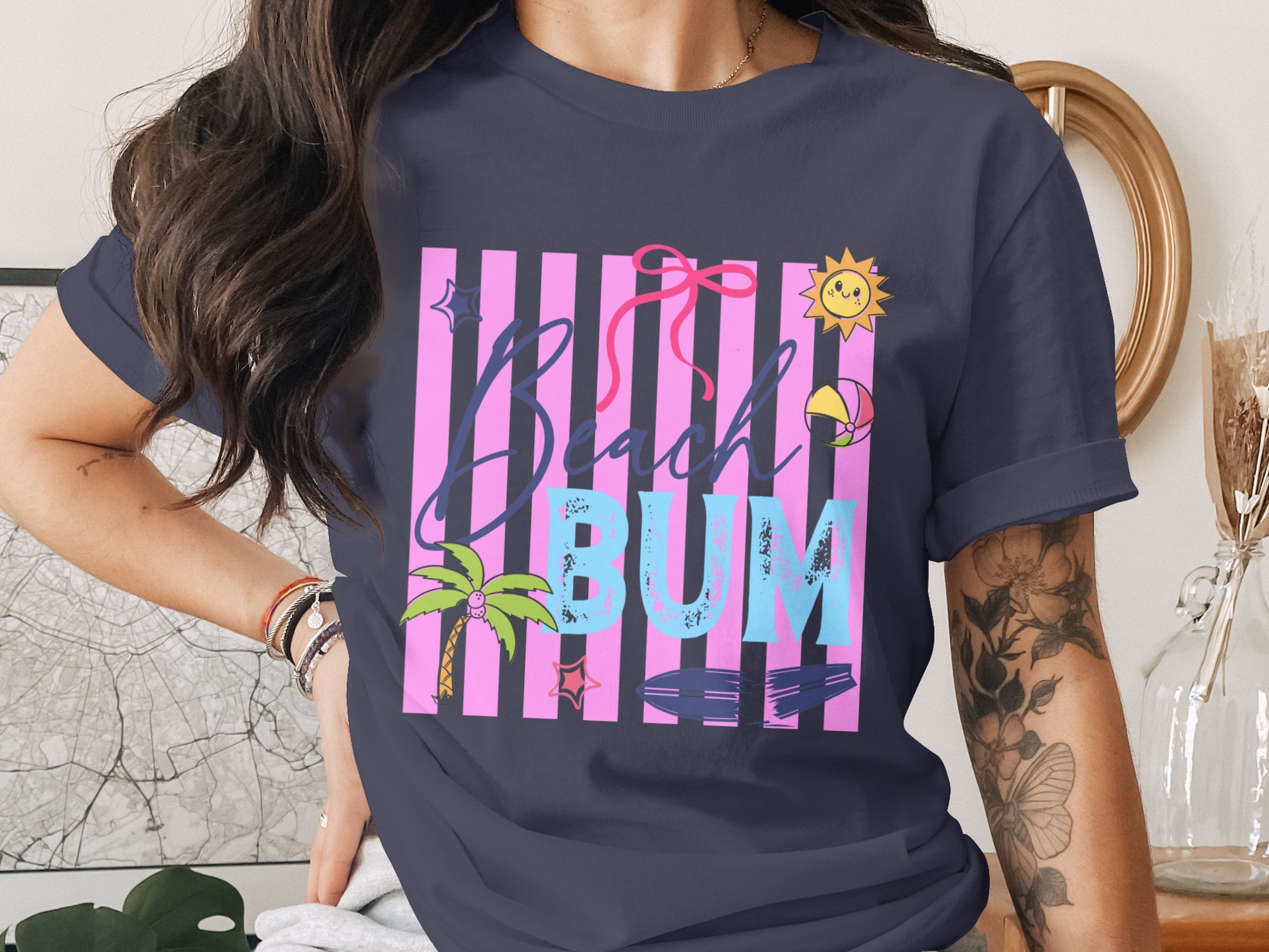 Beach Bum T-Shirt | Retro Summer Vacation Shirt for Women | Cute Beach Lover Tee | Girls Trip Gift Idea | Fun Ocean Vibe Apparel - Image 3