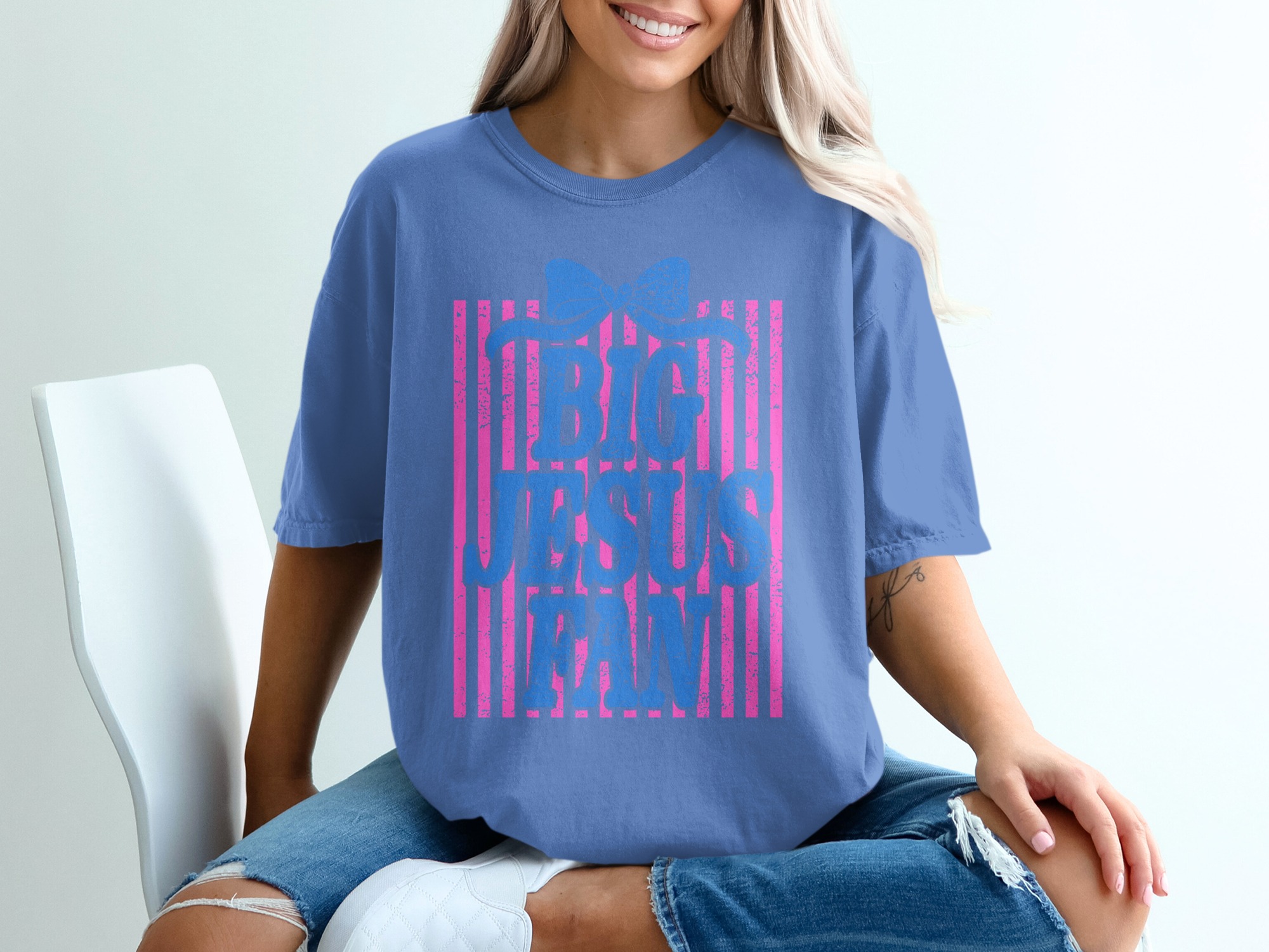 Comfort Colors® Big Jesus Fan T-Shirt, Christian Faith Shirt, Religious Gift for Her, Cute Jesus Tee, Church Outfit, Easter Shirt, Spiritual - Image 20