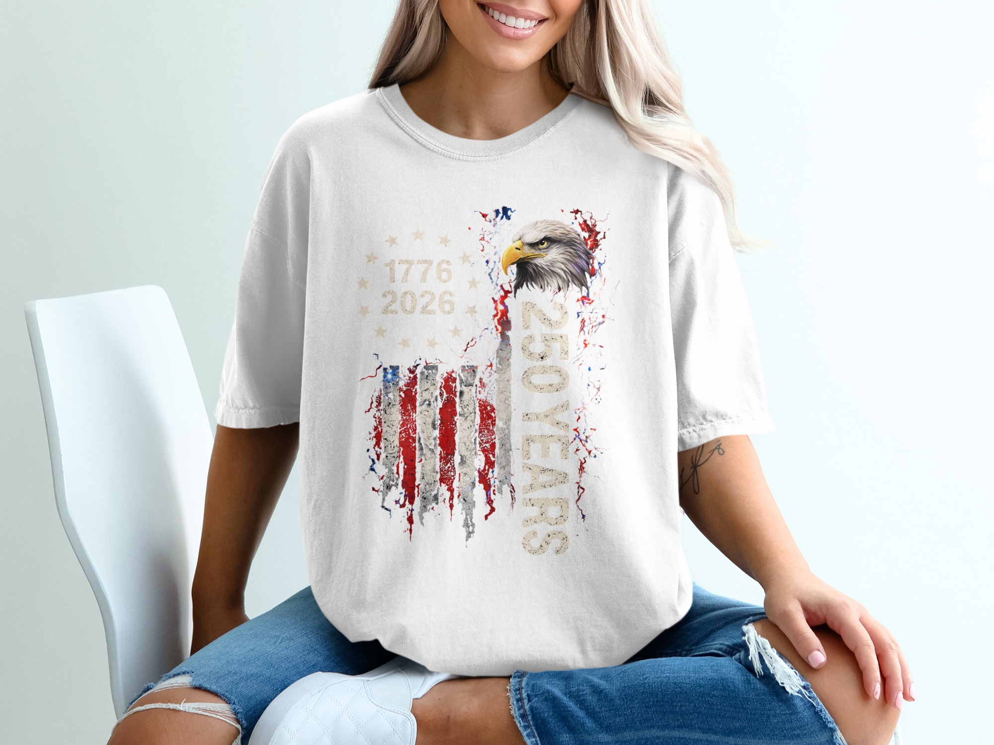 1776 2026 250 Years T-Shirt, Patriotic American Flag Eagle Tee, Distressed USA Independence Day Shirt, Commemorative Bicentennial Plus 50 - Image 6