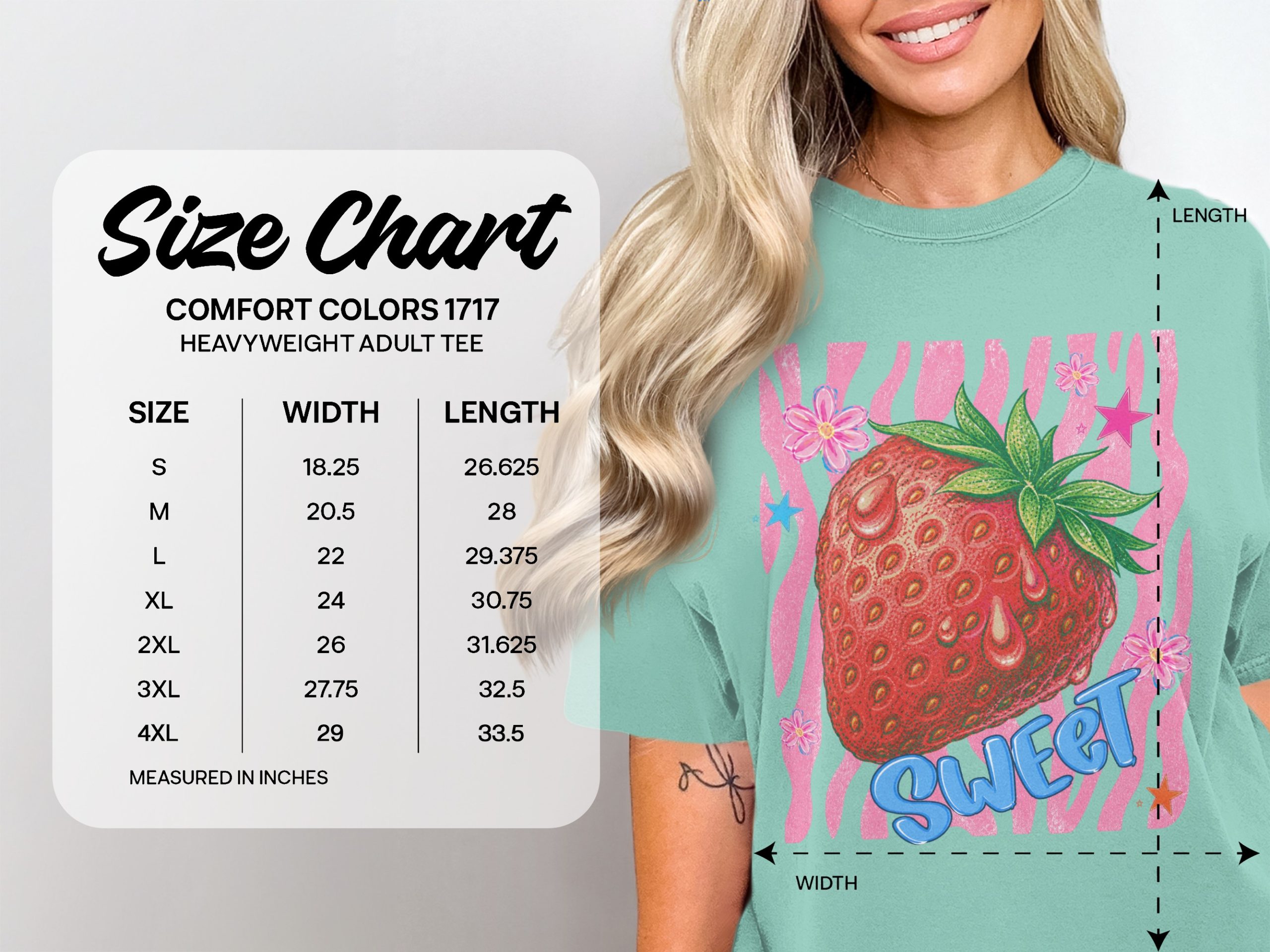 Sweet Strawberry Comfort Colors ® T-Shirt, Y2K Coquette Aesthetic Tee, Cute Fruit Graphic Shirt, Trendy Girly Gift for Her, Summer Vibes Top - Image 4