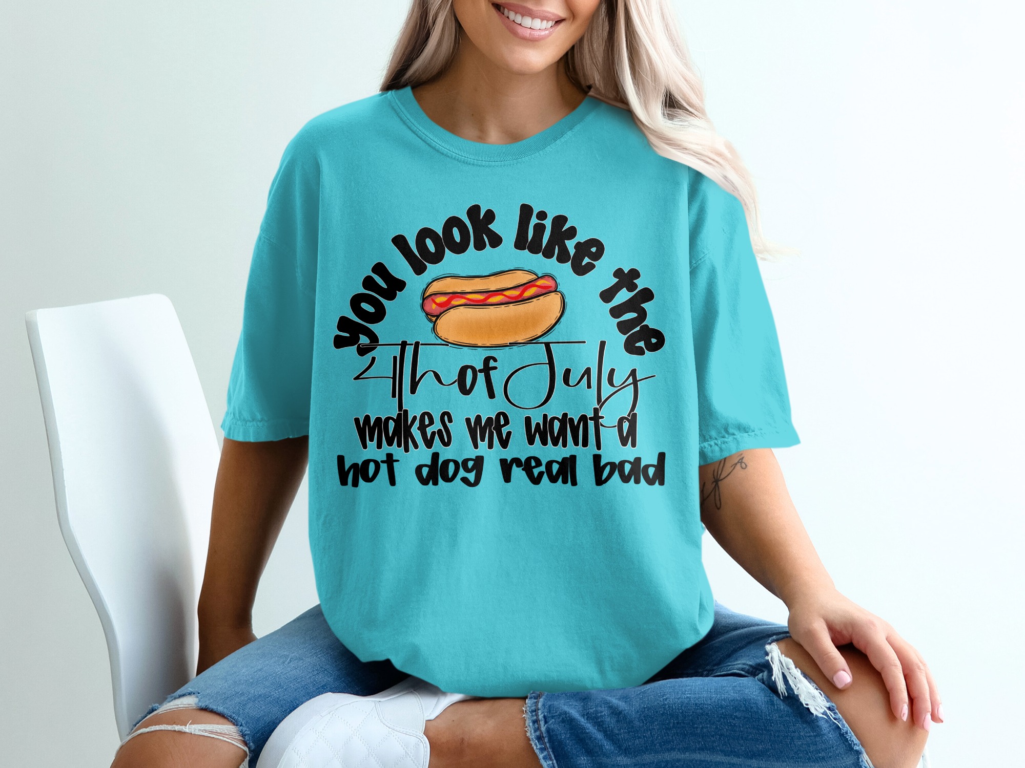 Funny 4th of July Hot Dog T-Shirt, Independence Day Tee, Patriotic Summer BBQ Gift, Witty July Fourth Hot Dog Lover Apparel - Image 9