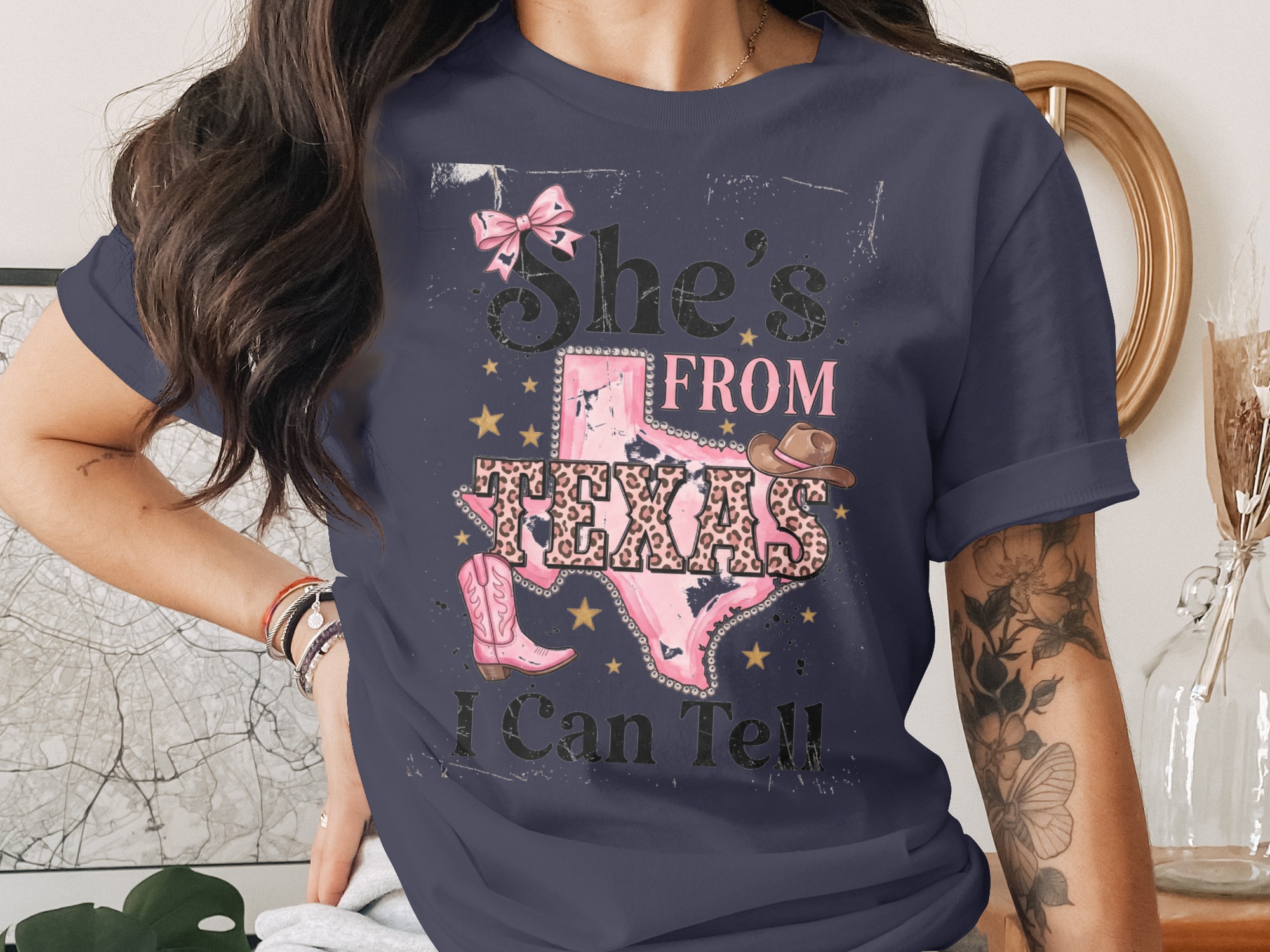 She's From Texas I Can Tell T-Shirt | Pink Leopard Print Texas Tee | Southern Cowgirl Shirt | Texas Pride Gift for Her | Western Style Texas - Image 3