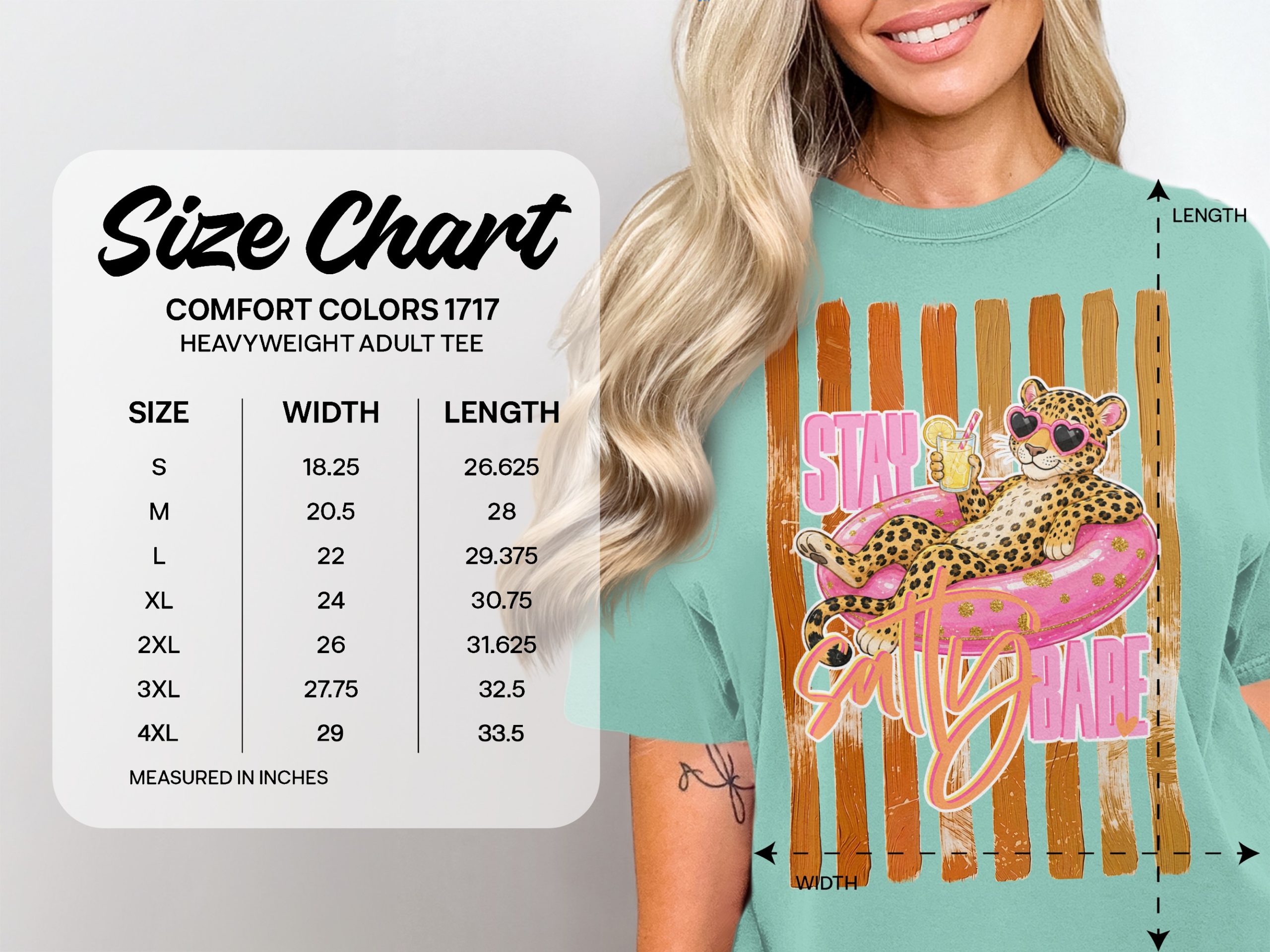Comfort Colors® Stay Salty Babe T-Shirt, Leopard Print Summer Vacation Tee, Funny Beach Graphic Shirt, Women's Animal Print Gift - Image 6