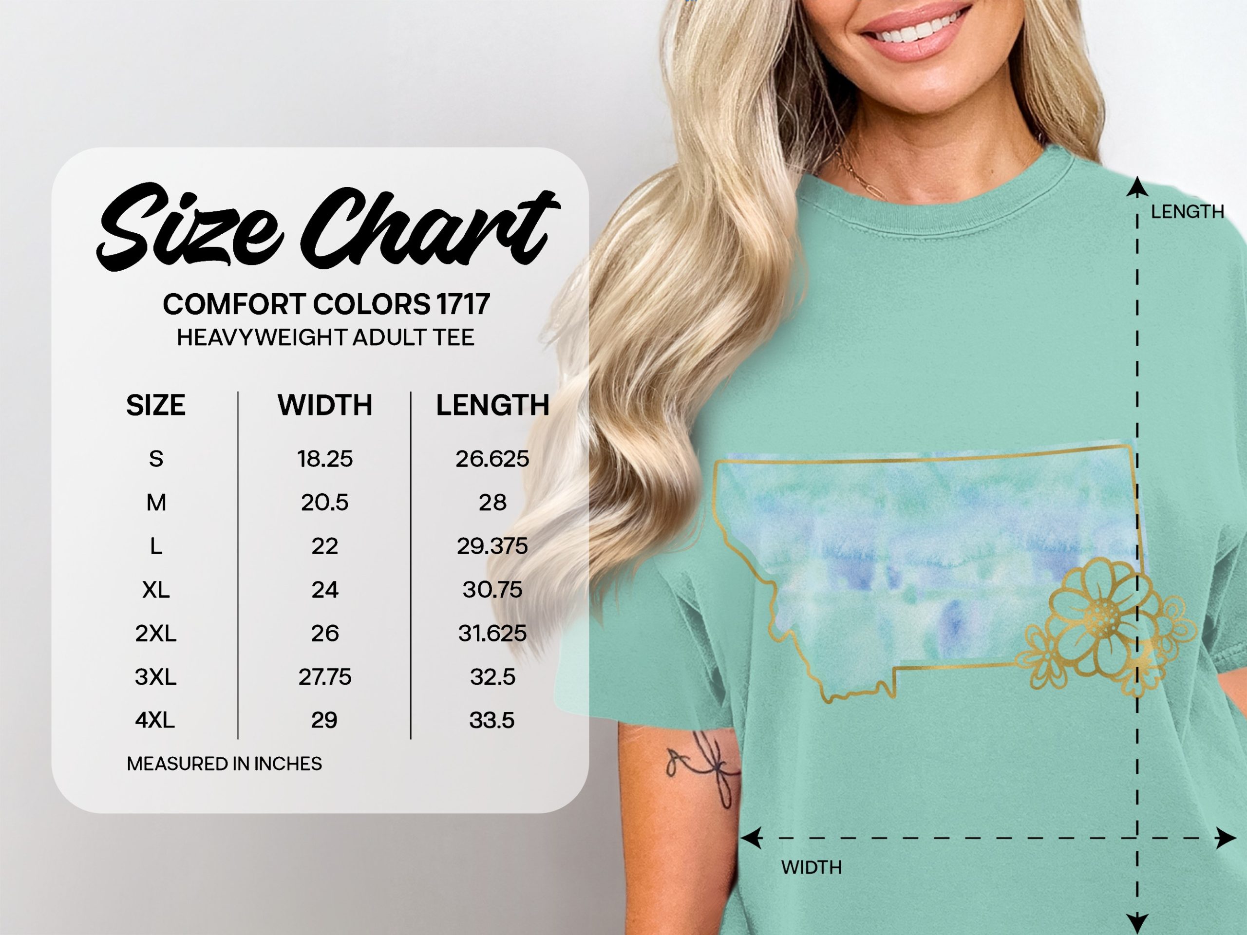 Montana T-Shirt | Watercolor Floral Montana State Outline Tee | Faux Gold Print Flowers | Big Sky Country Gift - Image 5
