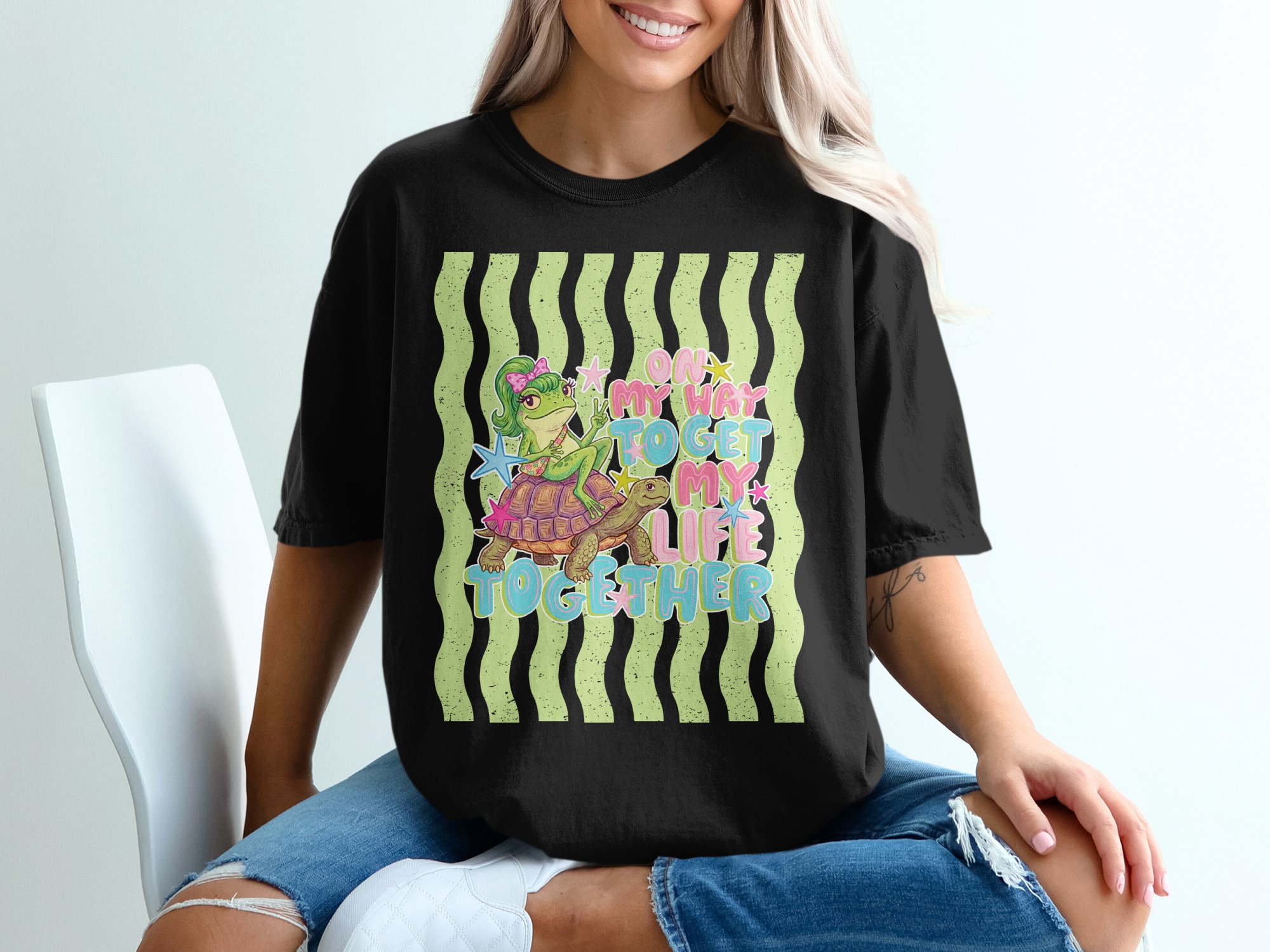 On My Way To Get My Life Together T-Shirt, Comfort Colors® Funny Frog & Turtle Tee, Relatable Humor Shirt, Gen Z Gift for Friend - Image 6