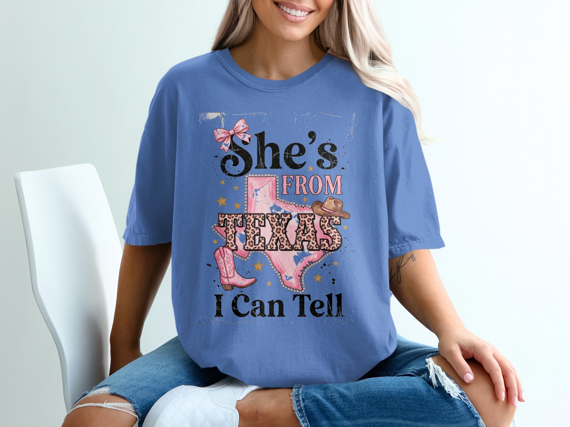 She's From Texas I Can Tell T-Shirt | Pink Leopard Print Texas Tee | Southern Cowgirl Shirt | Texas Pride Gift for Her | Western Style Texas - Image 20