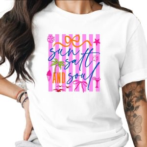 Sun Salt and Soul T-Shirt | Beach Vacation Shirt for Women | Summer Vibes Tee | Coastal Aesthetic Top | Resort Wear Girls Trip Gift