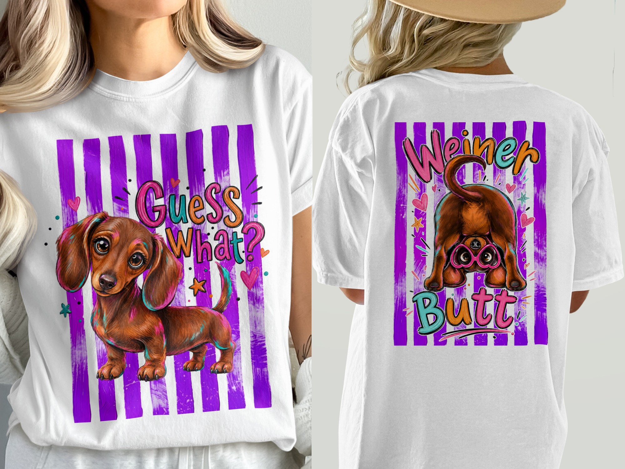 Guess What Dachshund T-Shirt, Comfort Colors ® Doxie Lover Gift, Cute Puppy Dog Tee, Funny Pet Owner Shirt, Vibrant Graphic Crewneck
