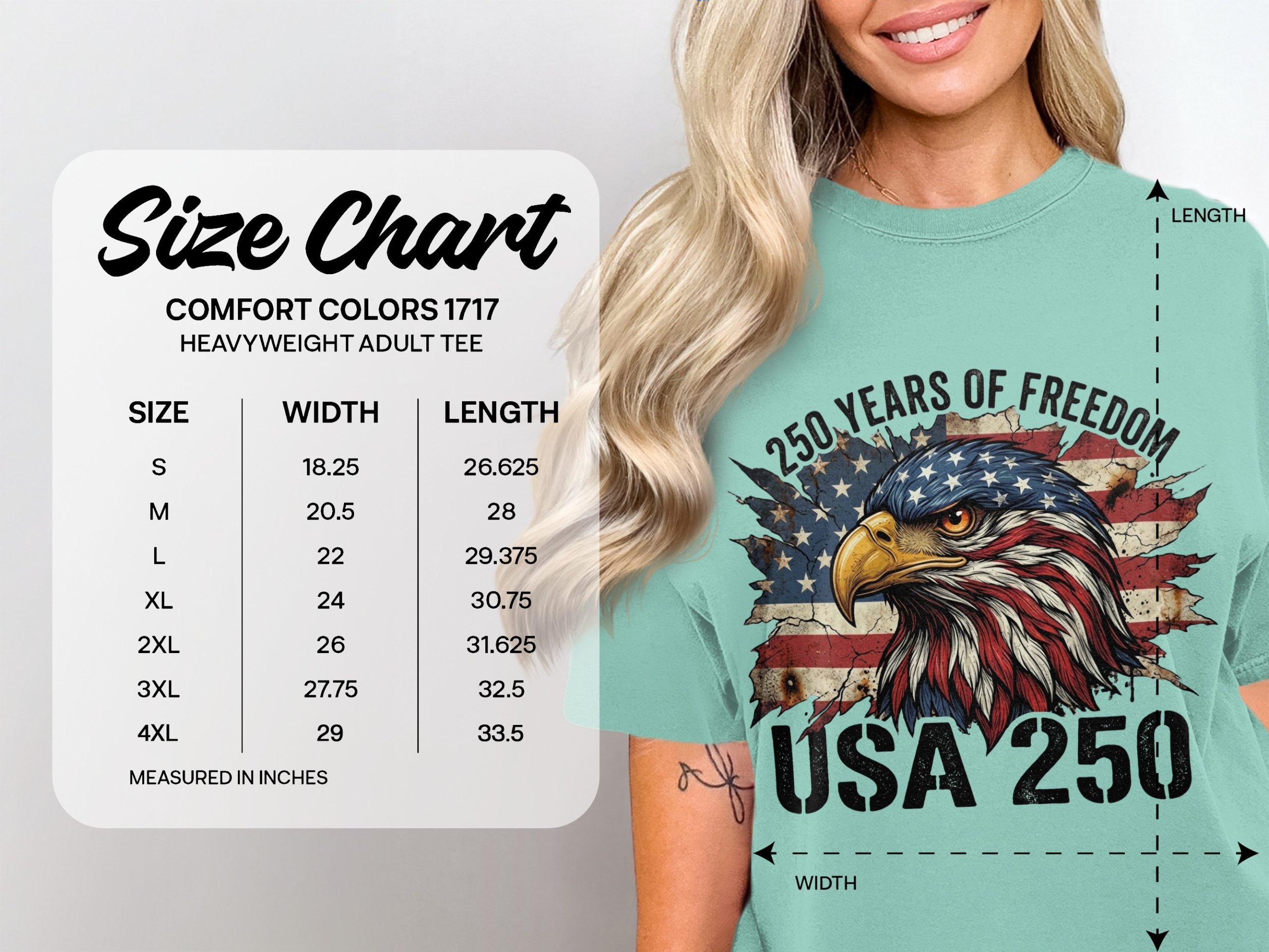 Patriotic American Eagle T-Shirt, USA 250 Years of Freedom Flag Tee, Distressed Heritage Commemorative Independence Day Shirt - Image 6