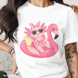 Axolotl Flamingo Float Summer Vibes T-Shirt