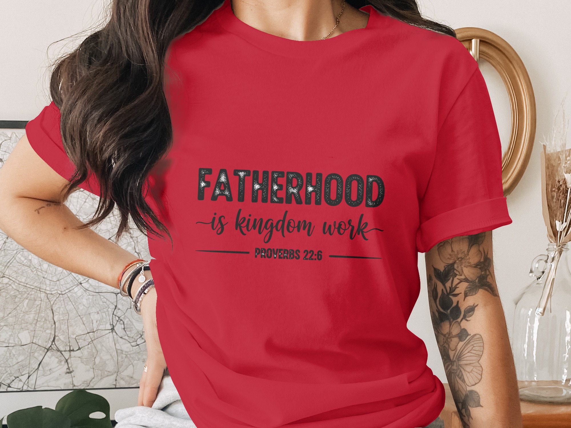 Comfort Colors® Fatherhood is Kingdom Work T-Shirt, Christian Dad Gift, Proverbs 22:6 Scripture Tee, Faith Apparel, Gift for Him, Father's - Image 4