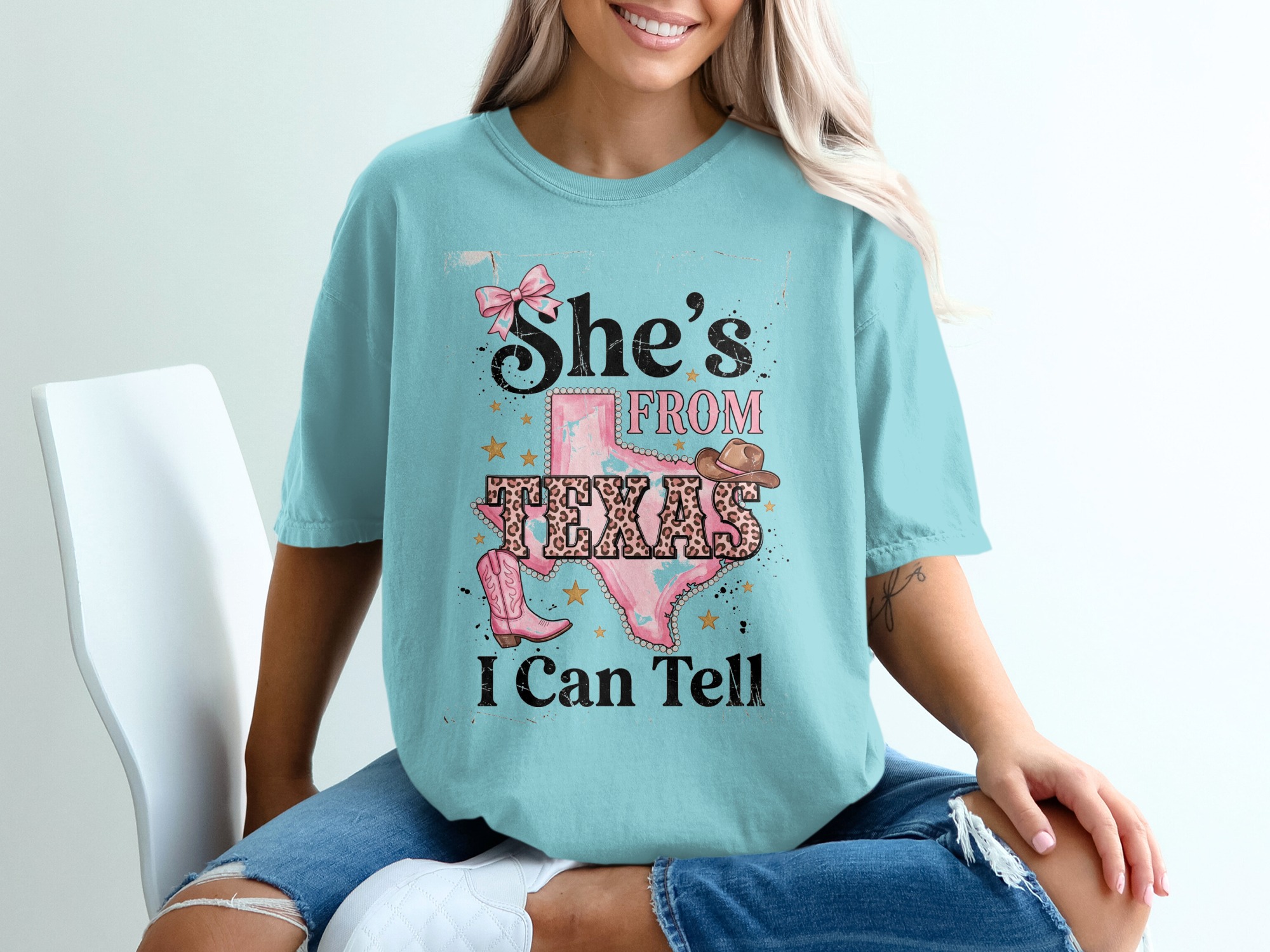 She's From Texas I Can Tell T-Shirt | Pink Leopard Print Texas Tee | Southern Cowgirl Shirt | Texas Pride Gift for Her | Western Style Texas - Image 19