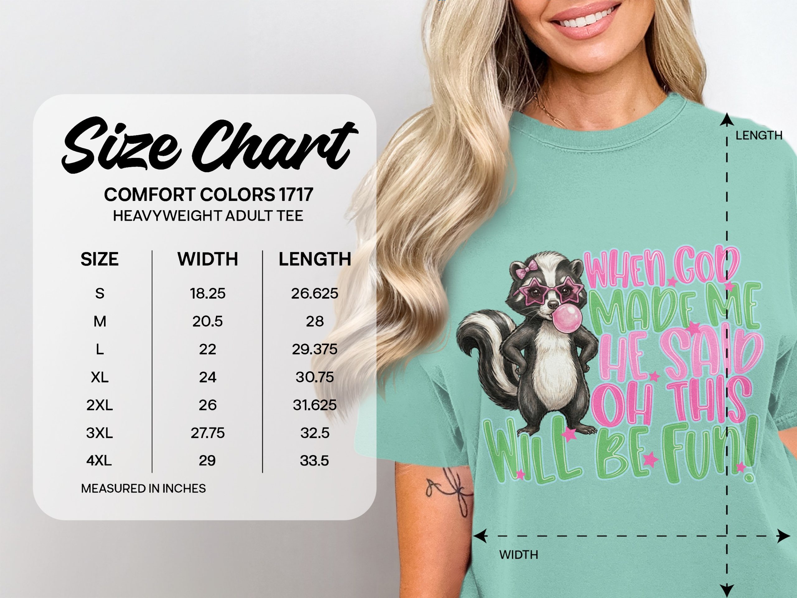 Sassy Skunk T-Shirt, Funny Bubblegum Skunk Tee, When God Made Me Quote Shirt, Cute Animal Lover Gift, Playful Graphic Top For Her - Image 4
